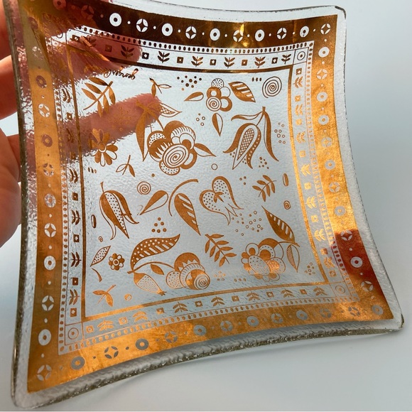 Vintage Georges Briard gold gilded trinket jewelry tray Persian garden MCM - Picture 3 of 6